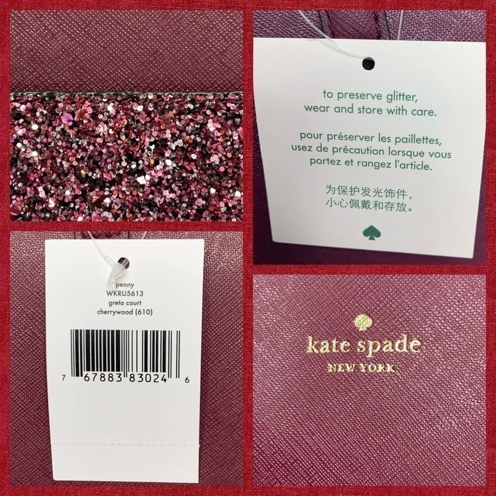 Kate Spade Cherrywood Greta Court Glitter Tote NWT